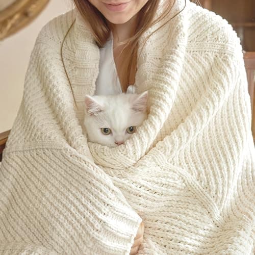 Lightweight & warm chevron knit throw blanket